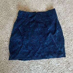 Silence + Noise Blue “Botanical” Jacquard High Waisted Mini Skirt